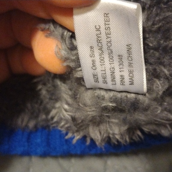 Blue and Gray Pom-Pom Beanie - Picture 6 of 6